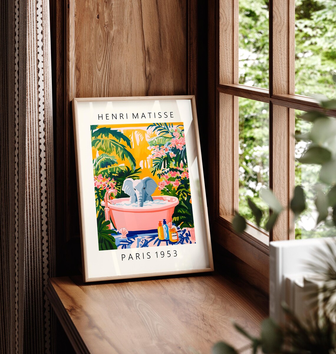 Elephant In Bathtub Funny Poster, Matisse-Inspired - Image 5