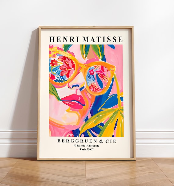 Henri Matisse Style Woman With Floral Sunglasses Pink Fauvist Poster
