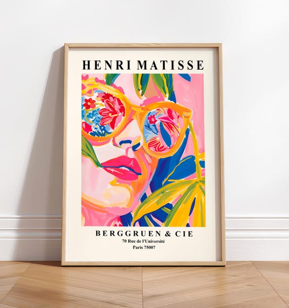Matisse Style Woman Art Print Pink Fauvism Tropical Sunglasses