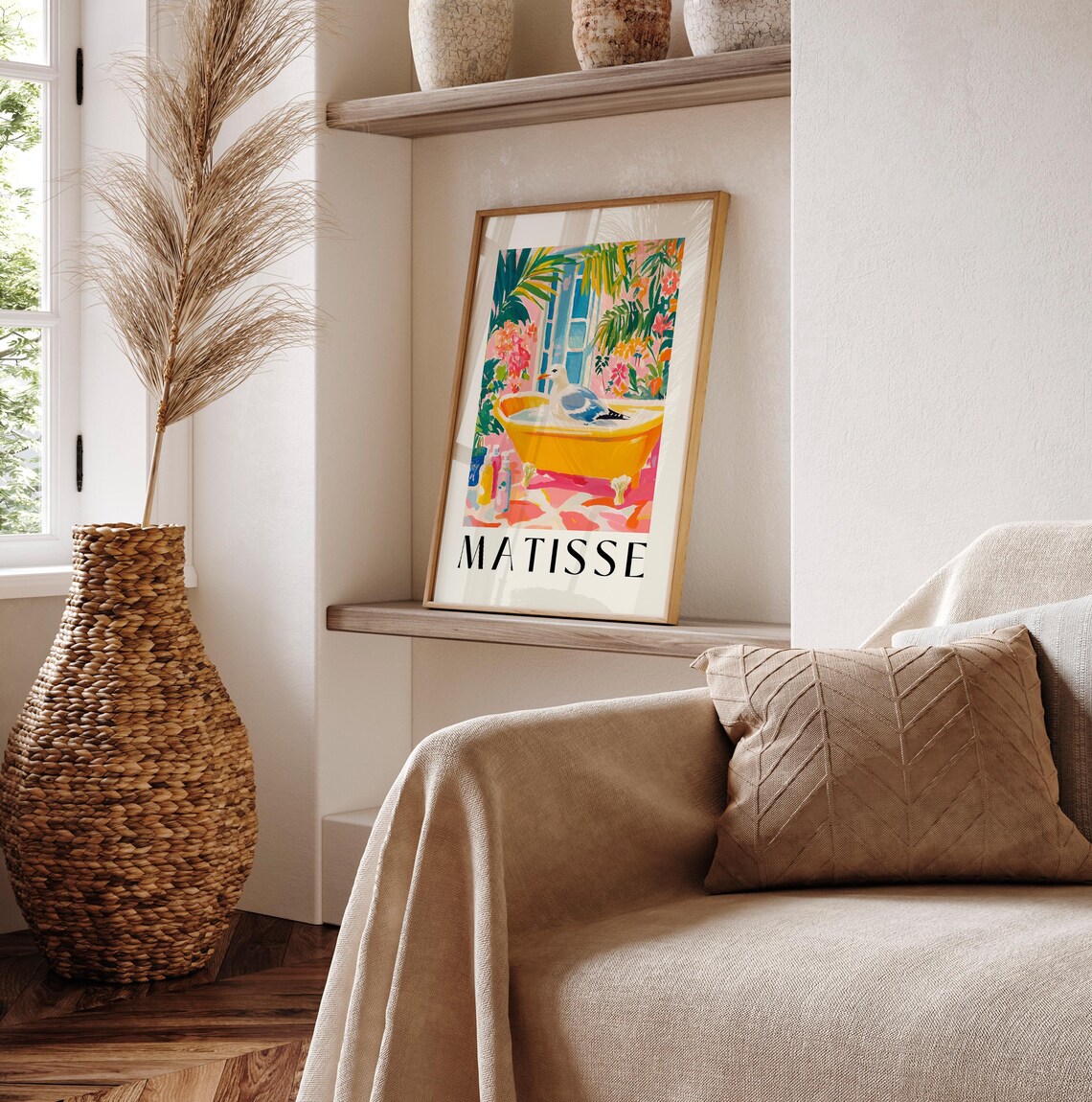 Matisse Style Seagull Bubble Bath Yellow Tropical Floral Poster - Image 6