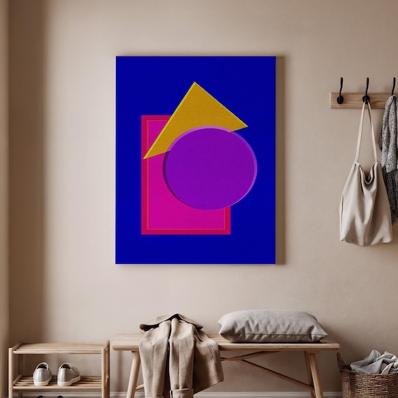 Abstract Geometric Art Vibrant Shapes Canvas Modern Minimalist Design Colorful Print Bold Wall Decor