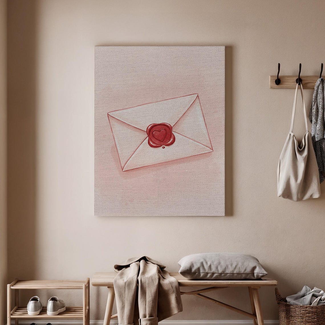 Love Letter Envelope Heart Wax Seal Minimal Romantic Decor Print