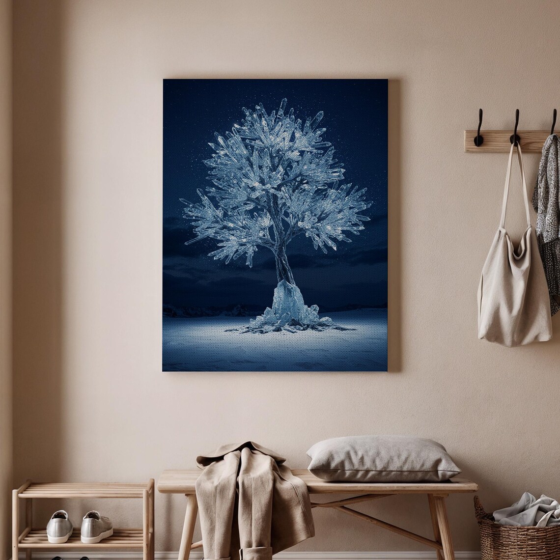 Crystal Ice Tree Winter Night Frozen Fantasy Sparkling Nature Wall Art