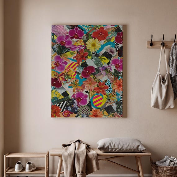 Colorful Abstract Floral Canvas Wall Art Orchid And Tropical Flowers Print Vibrant Botanical Modern Home Decor For Living Room