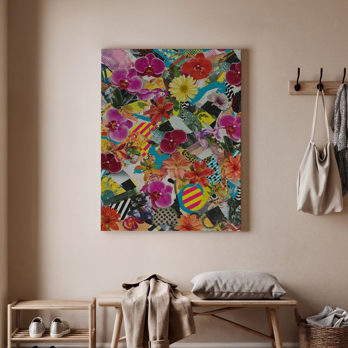 Tropical Floral Collage Pop Art Bold Modern Orchid Wall Poster