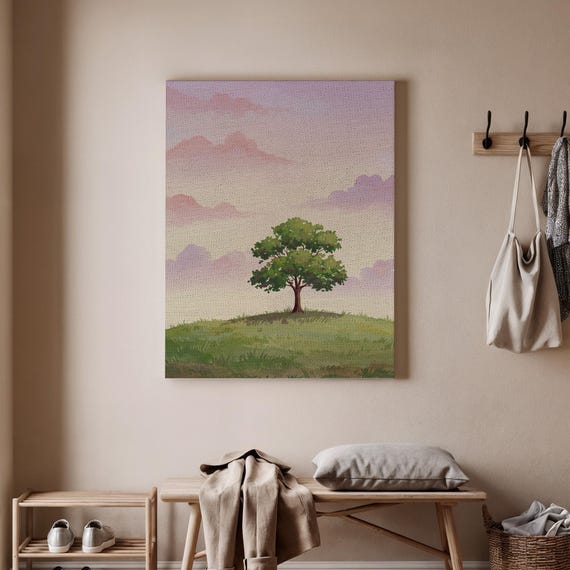 Tree Poster Art Nature Landscape Print Simple Green Wall Decor Canvas Outdoor Inspired