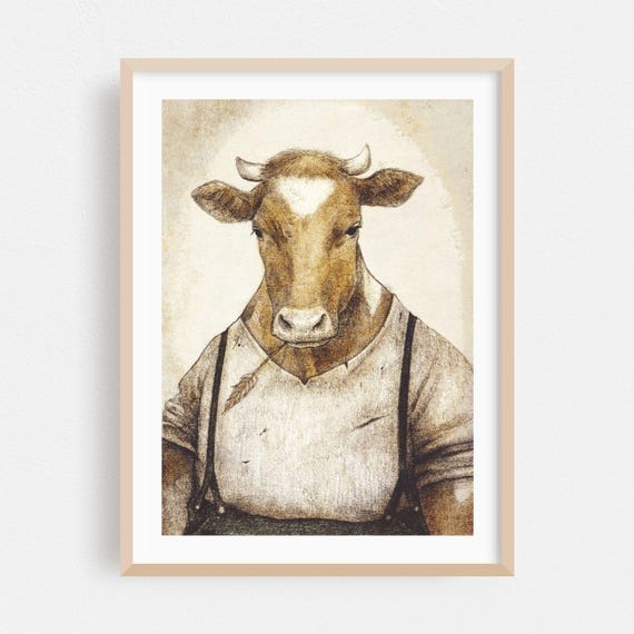 Farmhouse Print Rustic Wall Art Humor Framed Surrealism Home Decor Vintage Poster Rural Fine Deco Drawing Farmer