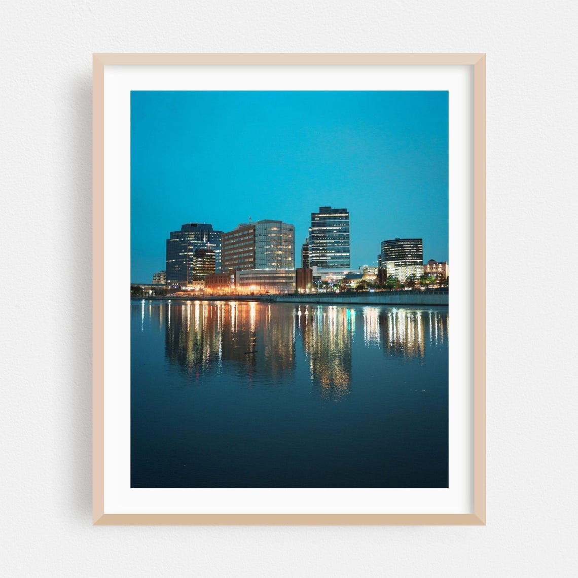 Newark New Jersey Skyline At Night River Reflections Photo Poster