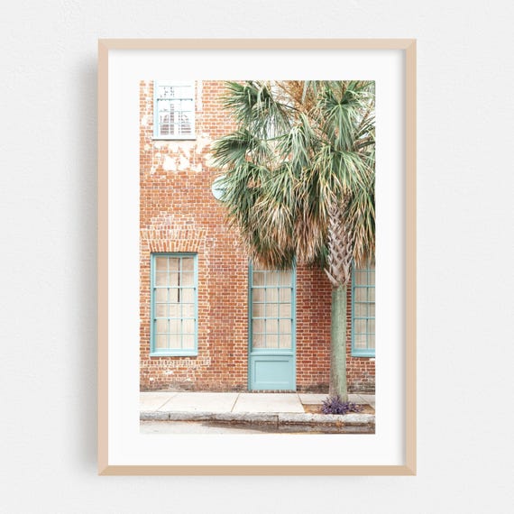 Architecture Print Palm Tree Wall Art Rustic Framed Coastal Home Decor Vintage Poster City Fine Tropical Photography