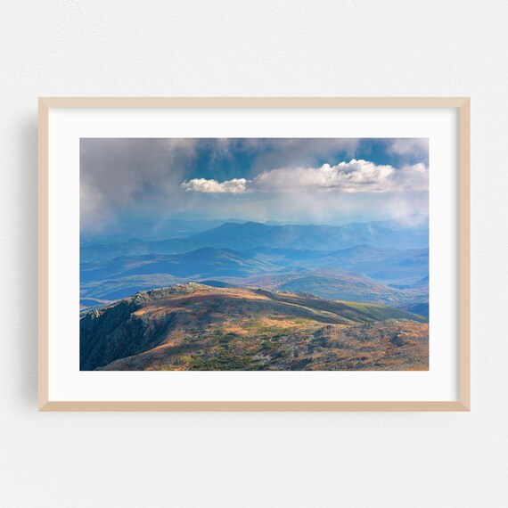 New Hampshire Mountain Vista With Rolling Blue Ridges Art Poster