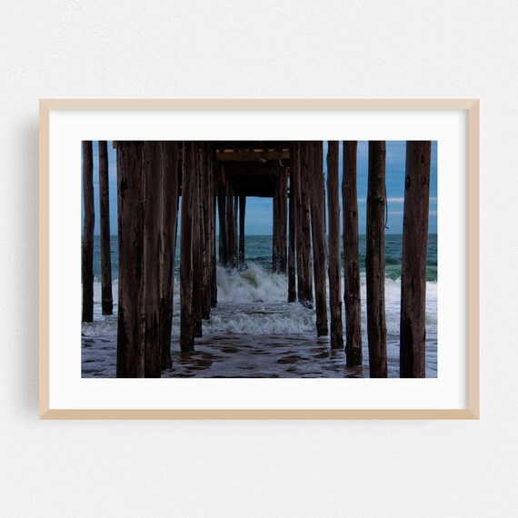 Ocean City Maryland Under the Pier Waves Coastal Photography Poster