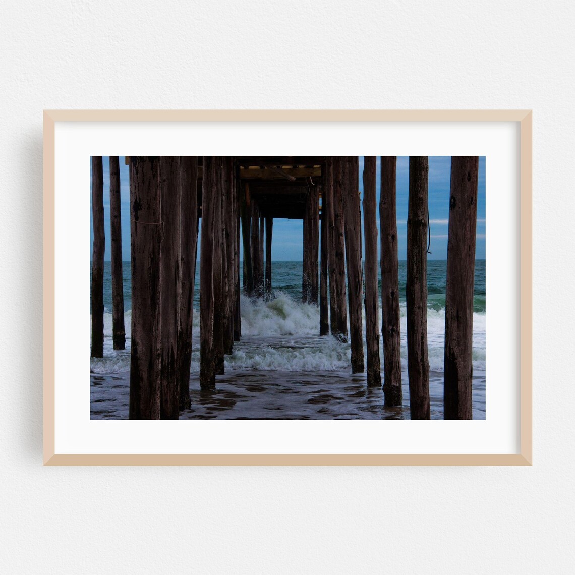 Ocean City Maryland Under the Pier Waves Coastal Photography Poster