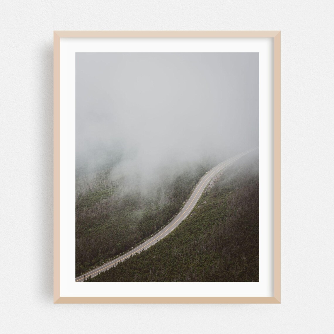Wilmington New York Misty Forest Road Aerial Photography Poster