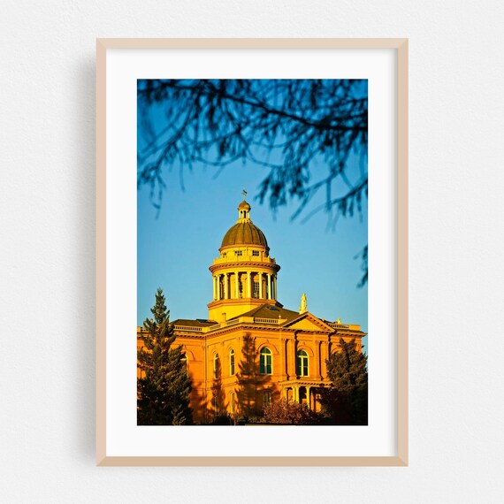 Sunlit Church Dome Golden Hour Architecture Photography Poster