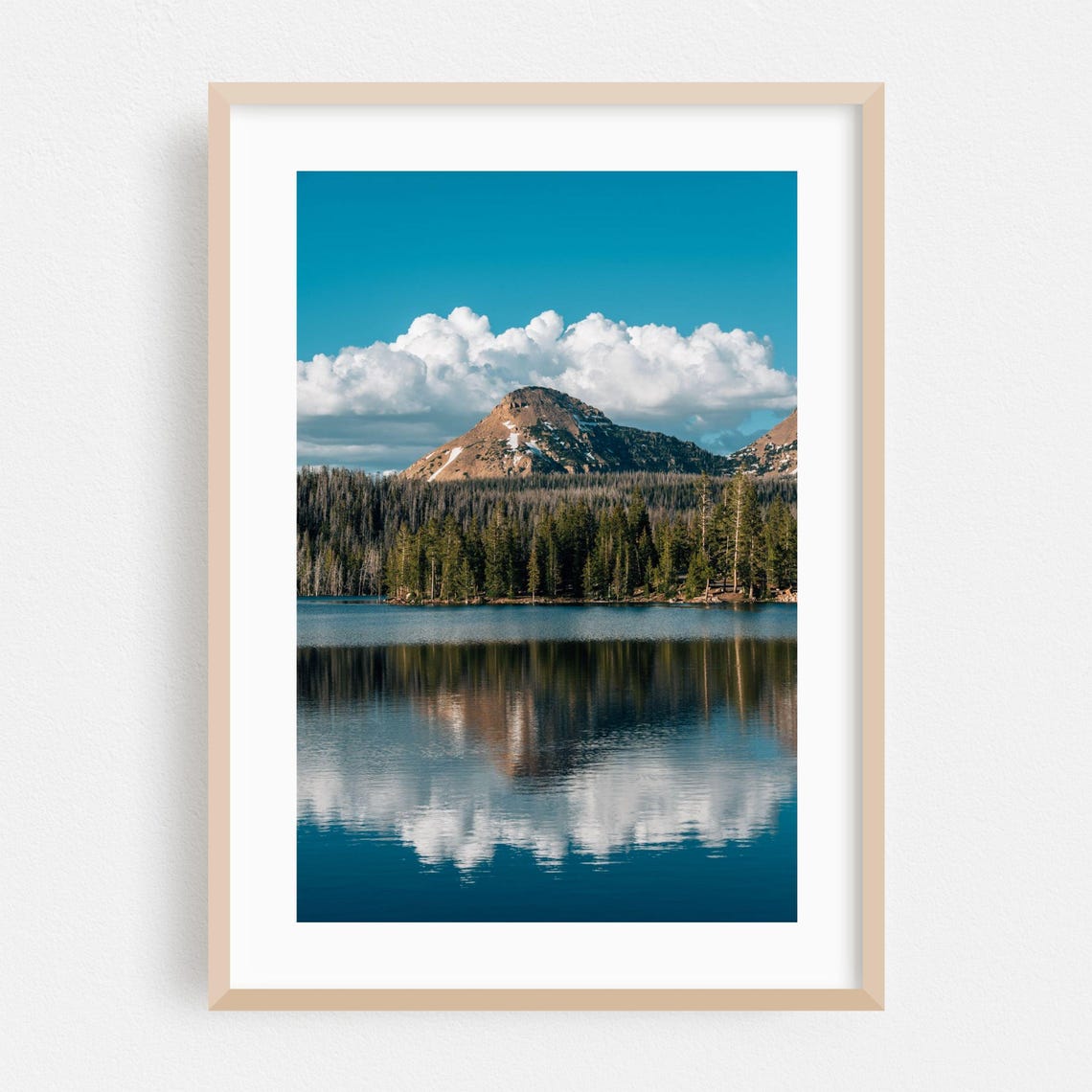 Uinta Mountain Lake Under Towering Clouds Blue Sky Photo Poster