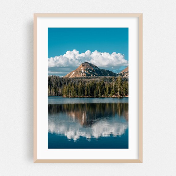 Uinta Mountain Lake Under Towering Clouds Blue Sky Photo Poster