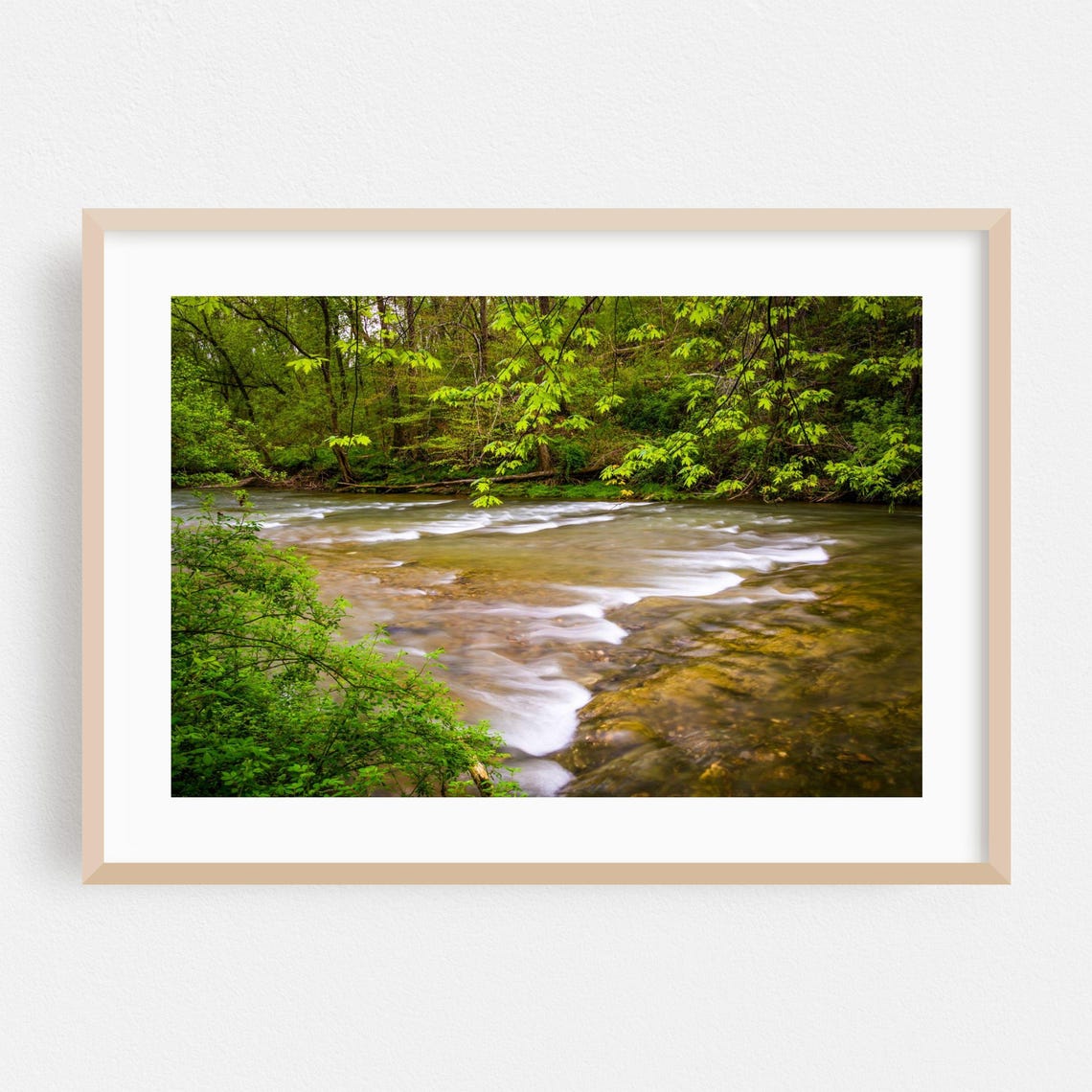 Summer River Winding Through Lush Green Forest Long Exposure Poster