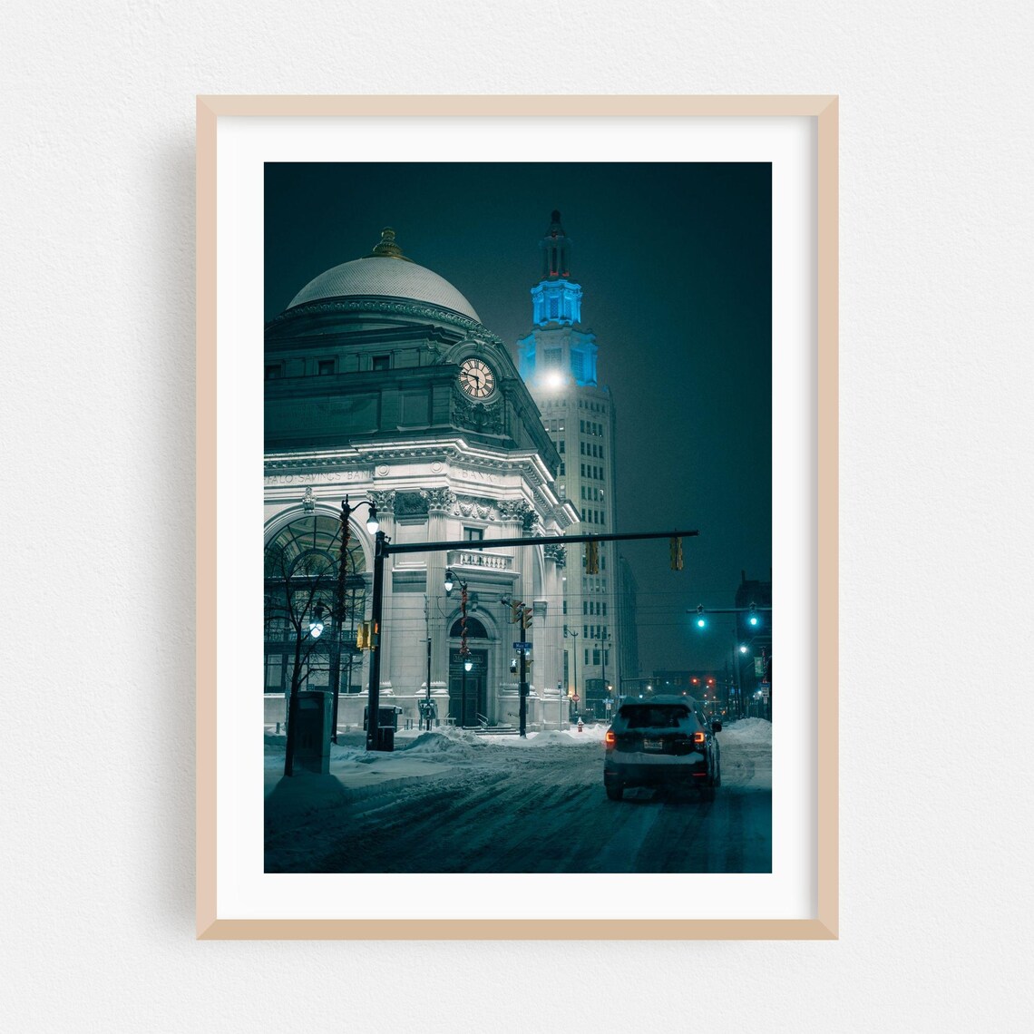 Buffalo New York Winter Night Street Photography Snow City Poster