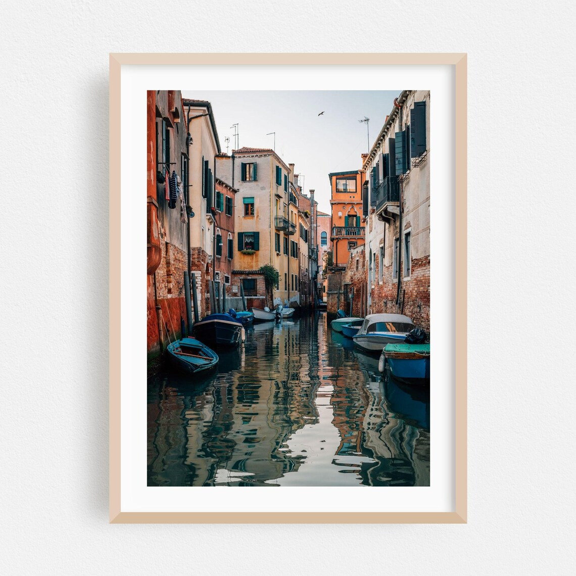 Venice Quiet Canal Boats Water Reflections Italy Photo Poster