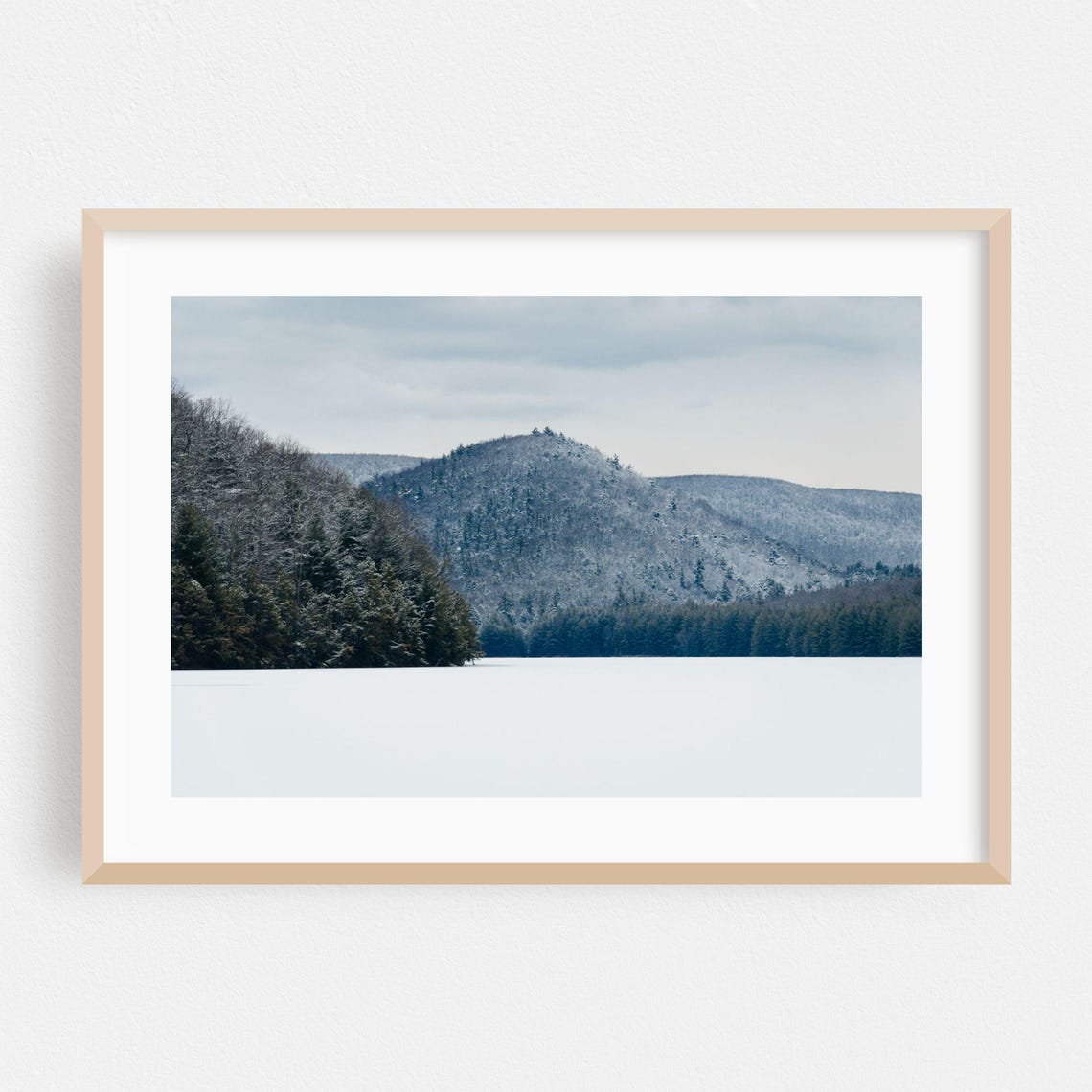 Pennsylvania Winter Snow Covered Lake Forest Mountains Photo Poster