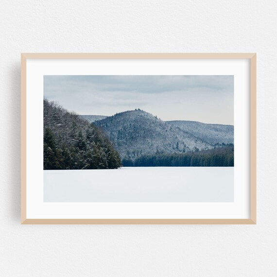Pennsylvania Winter Snow Covered Lake Forest Mountains Photo Poster