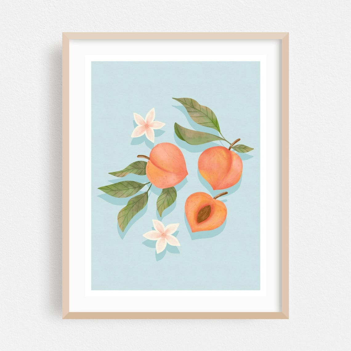 Fruit Print Botanical Wall Art Illustration Framed Watercolor Home Decor Floral Poster Kitchen Fine Pastel