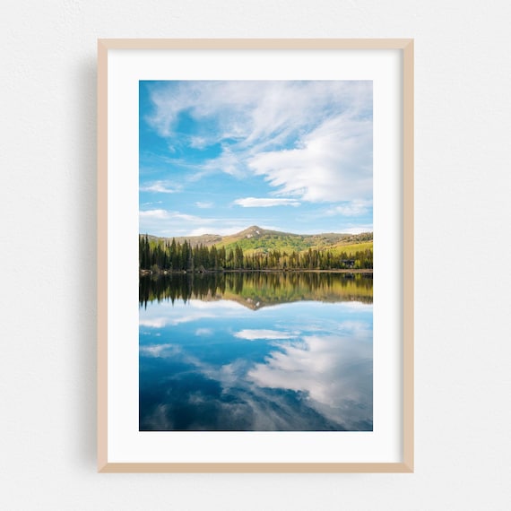 Park City Utah Mountain Lake Perfect Mirror Reflection Photo Print