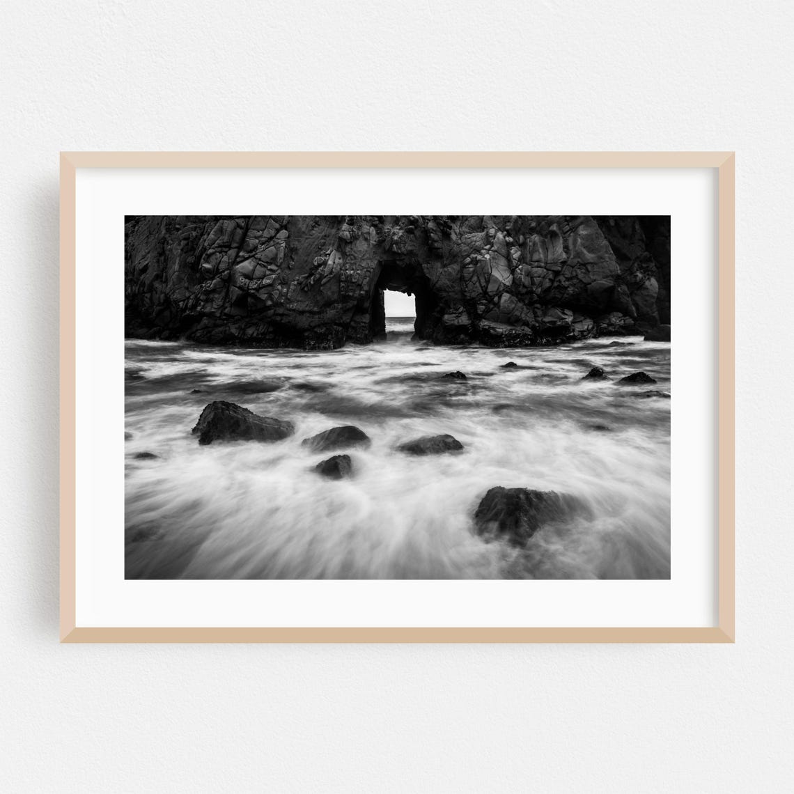 Big Sur Print Wall Art Black And White Framed Waves Home Decor Coastal Poster Ocean Fine Abstract Landscape