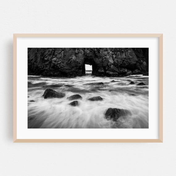 Big Sur Print Wall Art Black And White Framed Waves Home Decor Coastal Poster Ocean Fine Abstract Landscape