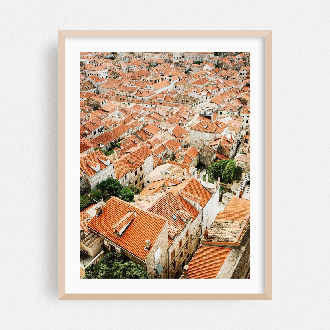 Dubrovnik Croatia Red Rooftops Old Town Aerial View Mediterranean Travel Poster