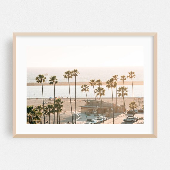 Newport Beach Sunset Palm Trees Pier Ocean View Photo Poster