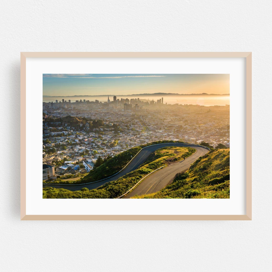 San Francisco City Skyline at Golden Sunrise Aerial View Poster