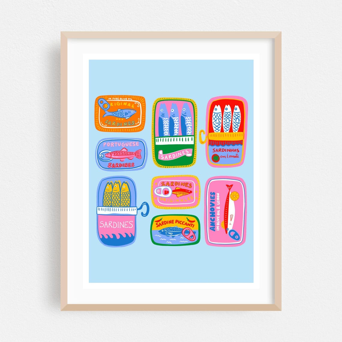 Illustration Print Pop Wall Art Kitchen Decor Framed Retro Home Modern Poster Seafood Fine Whimsical