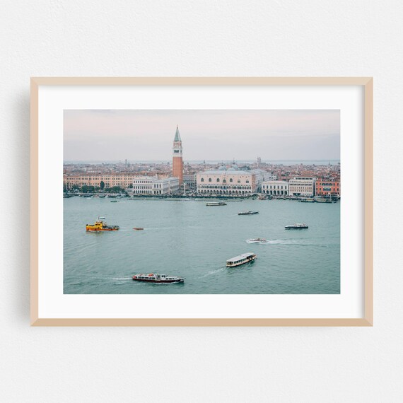 Venice St Marks Campanile Waterfront Boats Lagoon View Poster