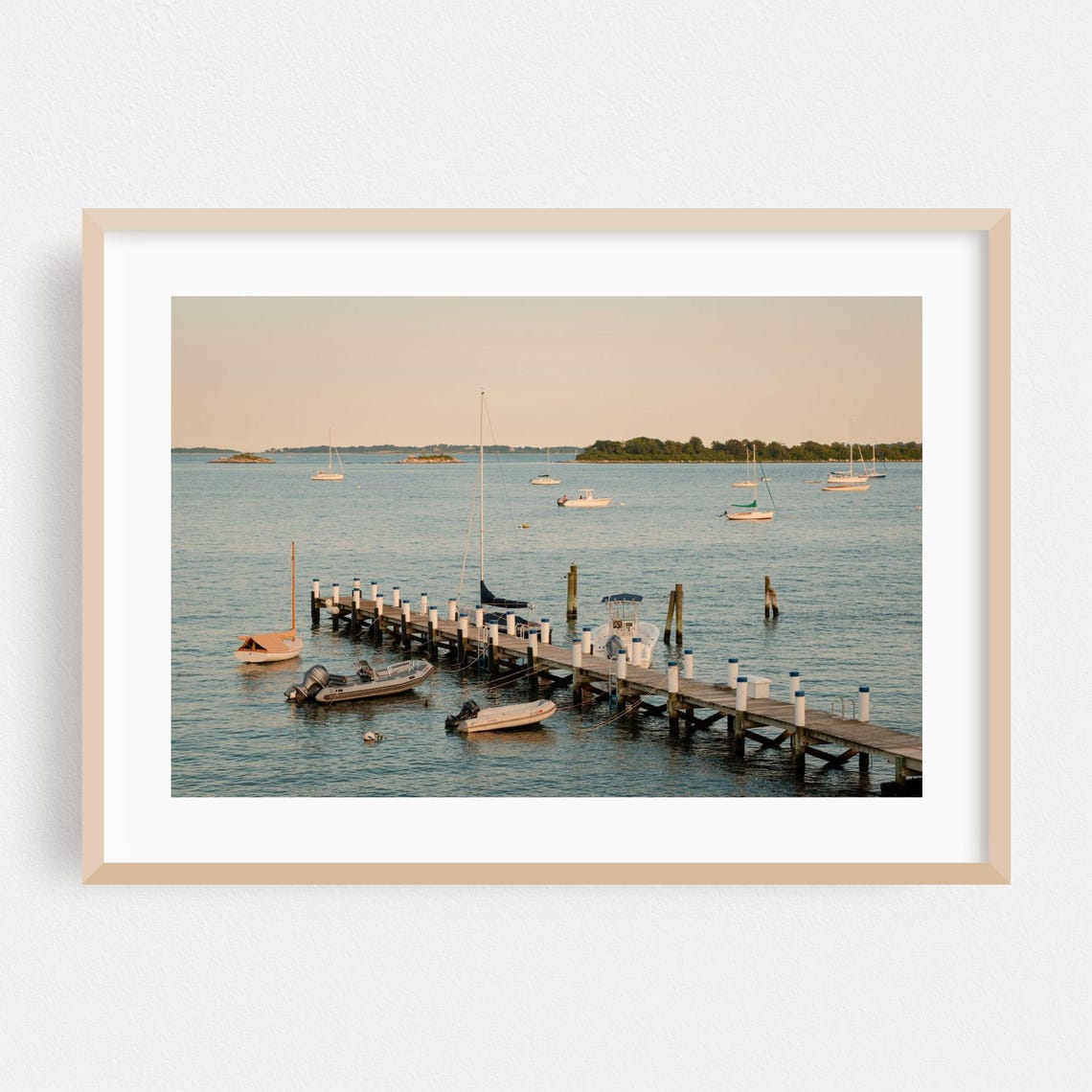 Groton Connecticut Harbor Sunset Dock Sailboats Coastal Photo Poster