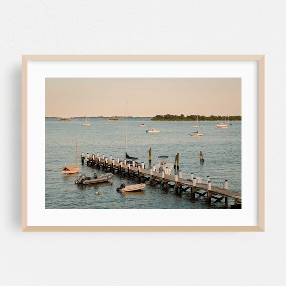 Groton Connecticut Harbor Sunset Dock Sailboats Coastal Photo Poster