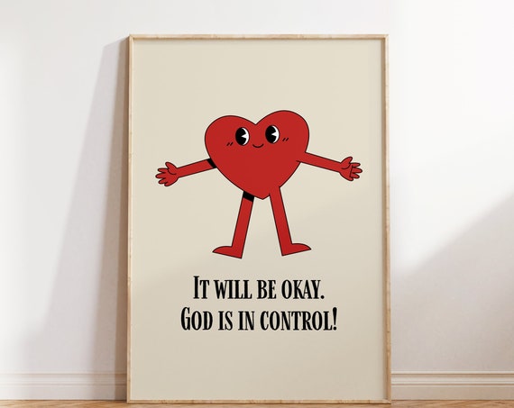 Retro Christian Wall Print Faith Print Christian Poster Bible Verse Wall Decor Art Christian Gift God