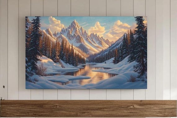 Cozy Winter Frame Tv Art Neutral Forest Landscape Screensaver Snowy Wall For Samsung Decor Home