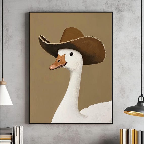 Vintage Duck Wall Art Geese Watercolor Painting Nursery Animal Decor Kids Room Instant