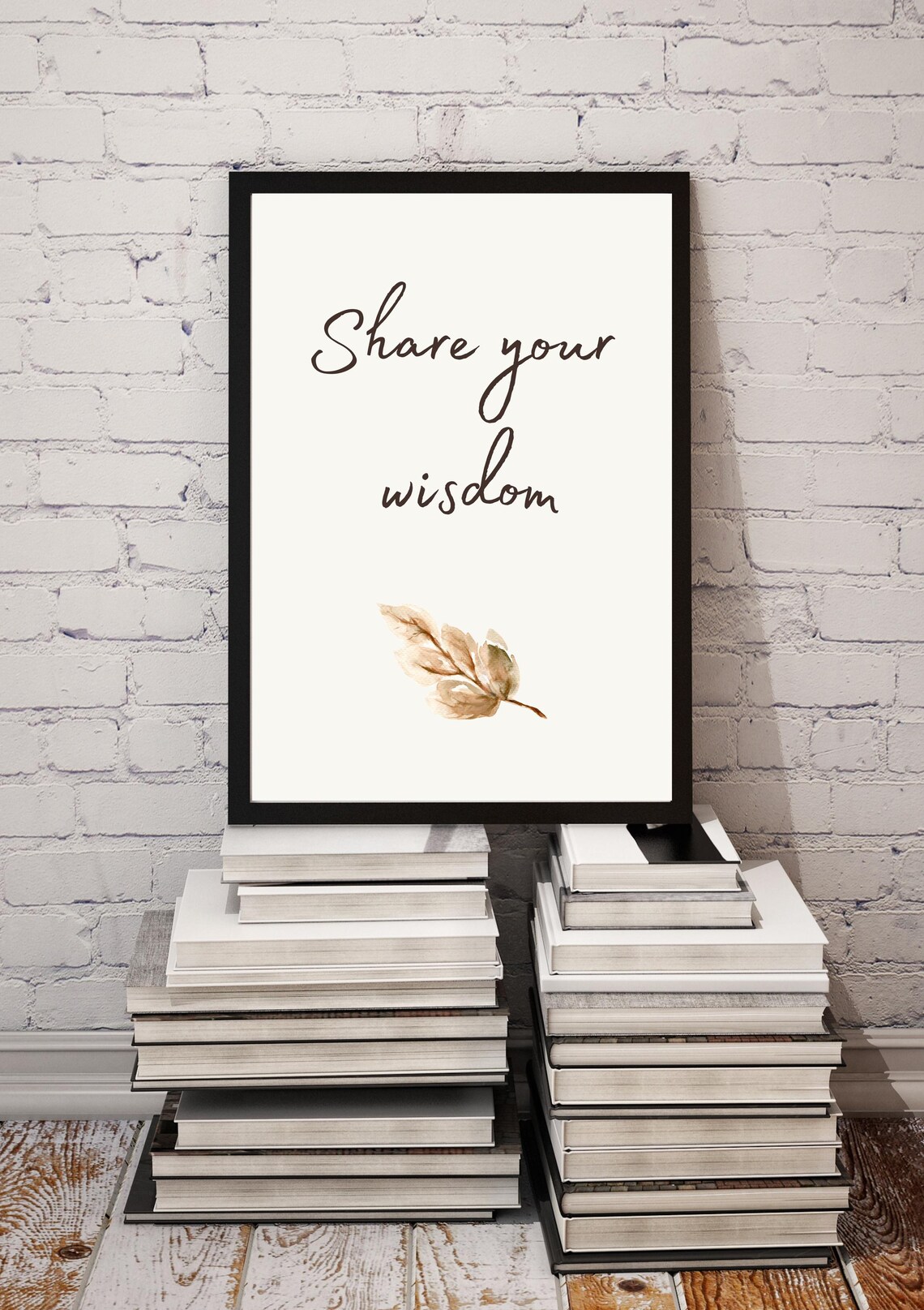 Share Your Wisdom Autumn Leaf Watercolor Minimalist Quote Poster - Image 4