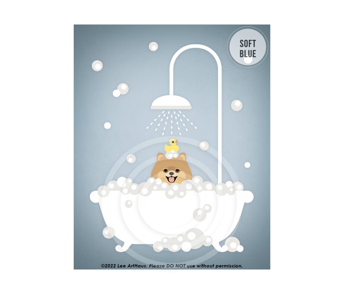 333dp Dog Lover Gifts Pomeranian Dog In Bubble Bath Wall Art Pomeranian Decor Dog Art Prints Dog Drawing Pomeranian Puppy Print - Image 2