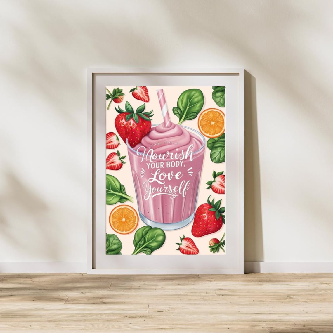 Nourish Your Body Motivational Minimalist Art Print - Image 3