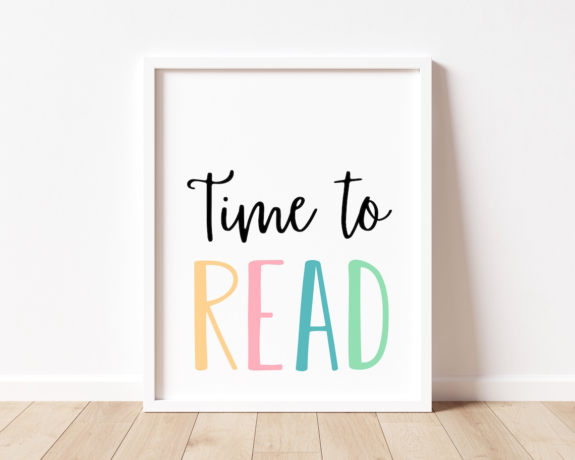 Time To Read Sign, Pastel Classroom Wall Art Print - Image 3