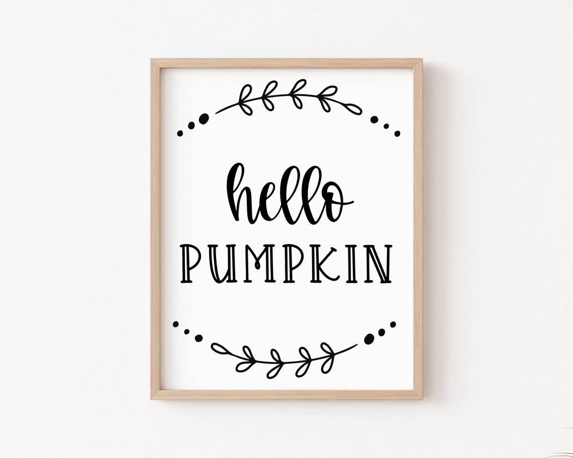 Hello Pumpkin Autumn Fall Wall Art Print - Image 2