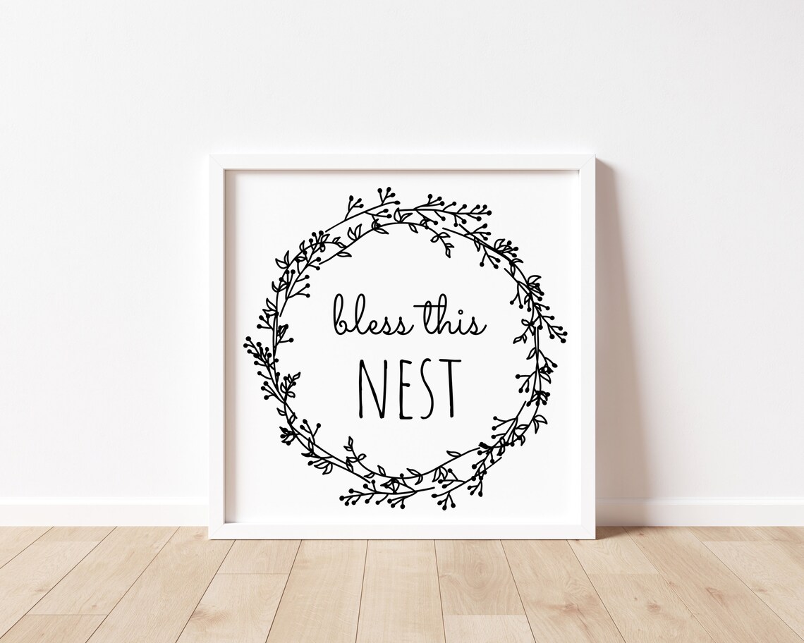 Bless This Nest Welcome Sign Quote Art Print - Image 2