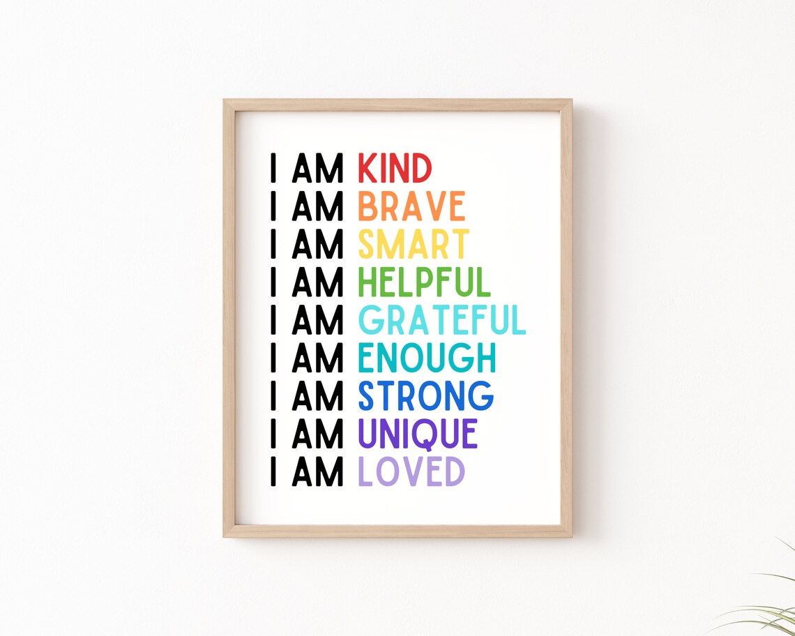 Affirmations For Kids Classroom Poster, I Am Affirmations