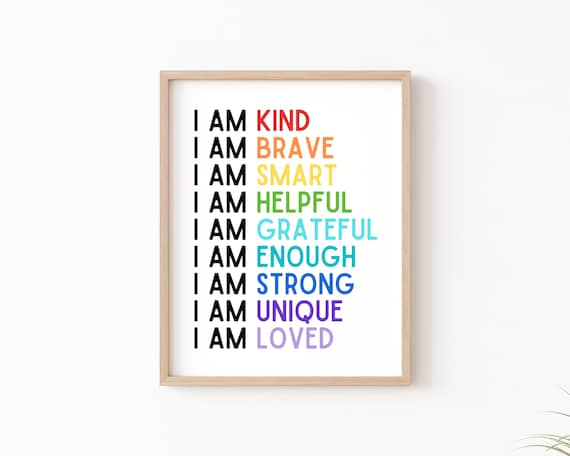 Affirmations For Kids Classroom Poster, I Am Affirmations