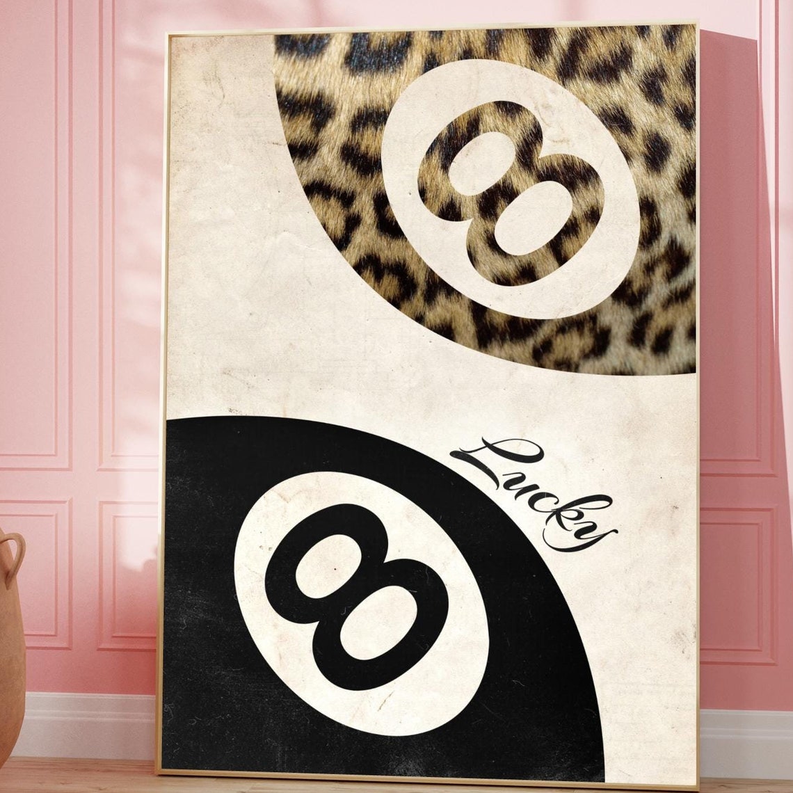 8 Ball Leopard Print Retro Funky Wall Art Digital Download