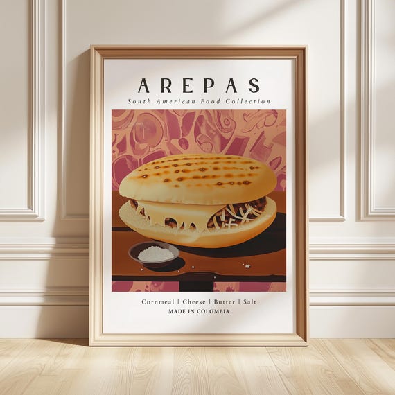 Arepas Art Print Venezuelan Food Poster Latin American Kitchen Decor Foodie Gift