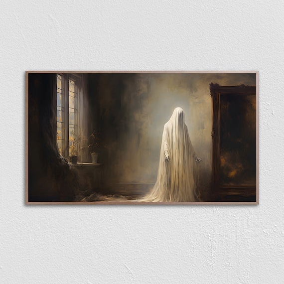 Haunted Room White Sheet Ghost Moody Gothic Vintage Painting Poster